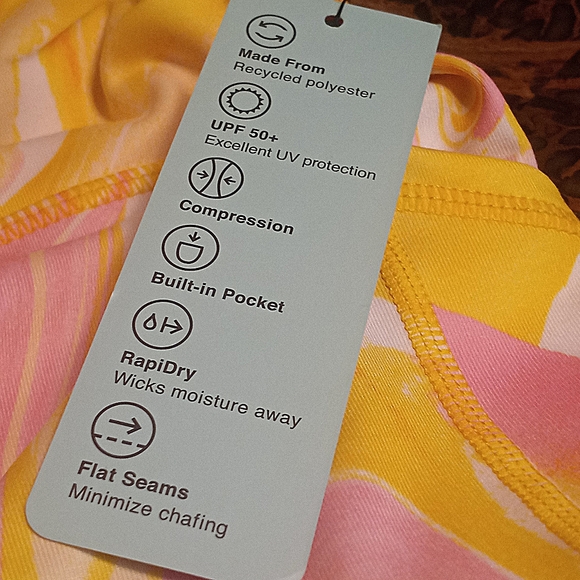 Ideology Compression Leggings 7/8 Length Hi-Rise Yellow & Pink Women Size Medium - Picture 8 of 12